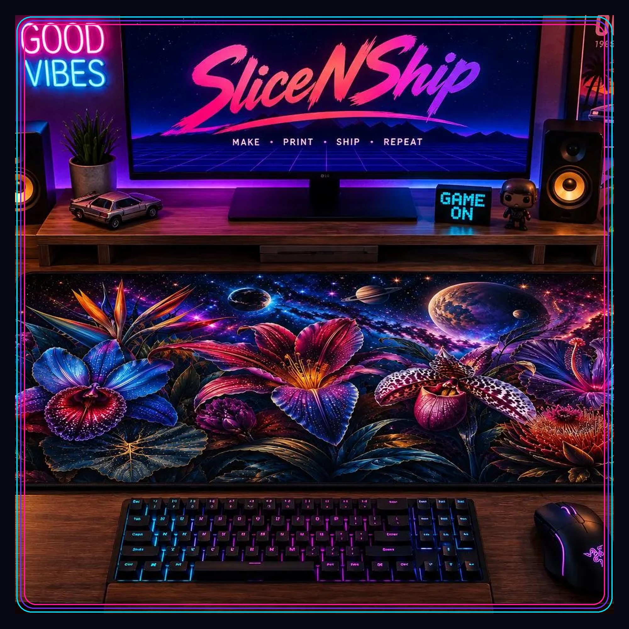 Cosmic Floral Garden Desk Mat photo 1