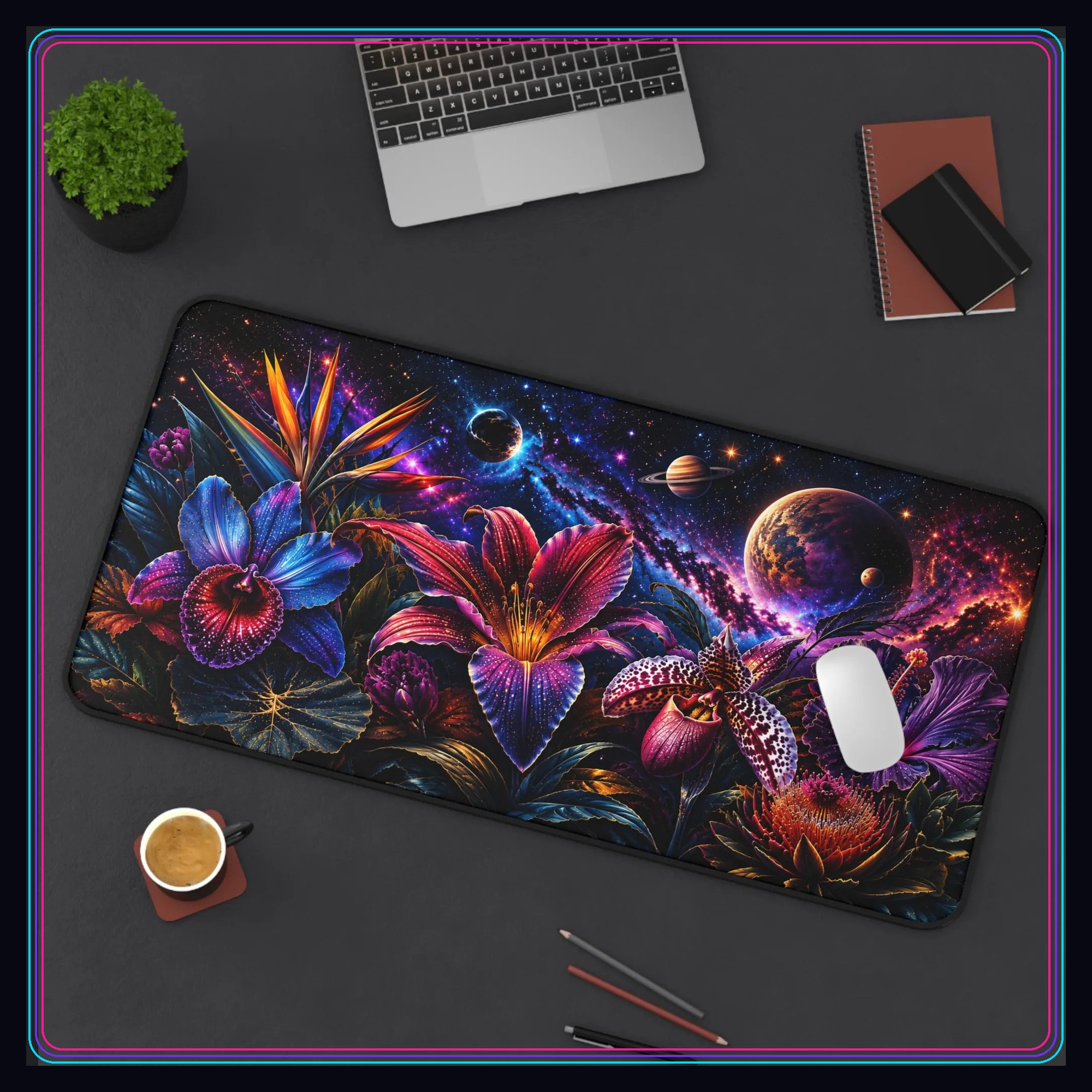 Cosmic Floral Garden Desk Mat photo 3